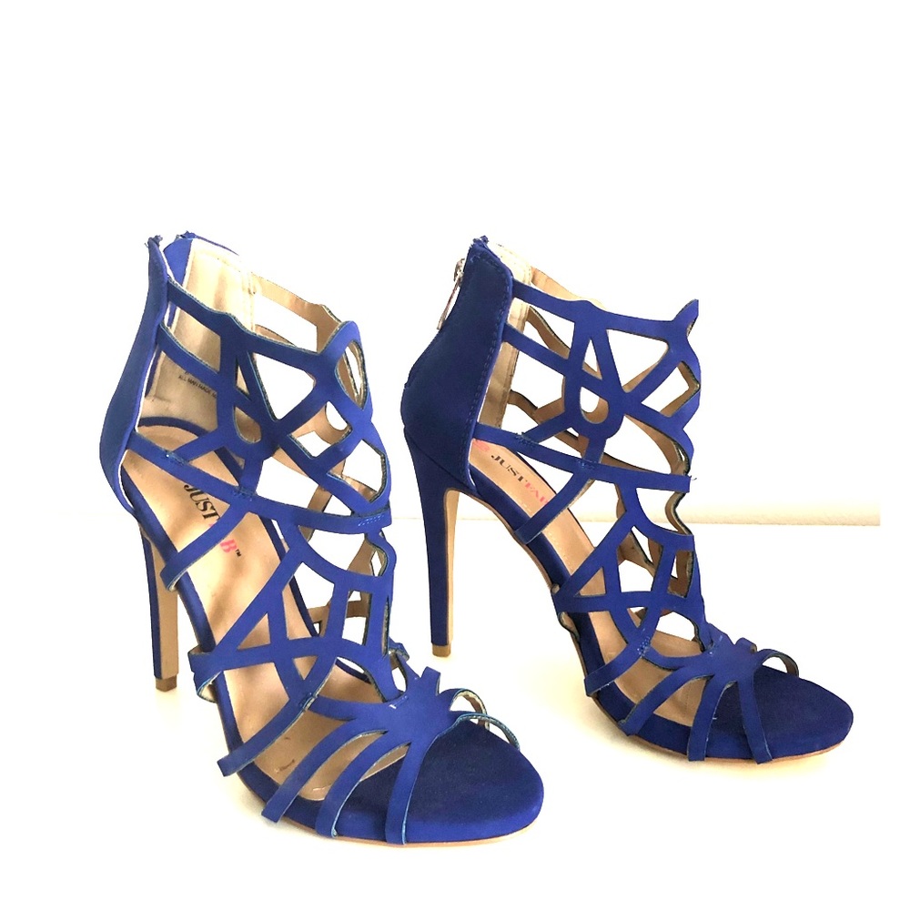 JustFab Colbalt Blue Cage Heels
